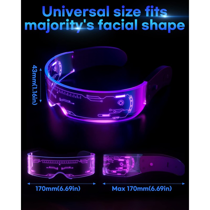 Kimimara Cyberpunk LED Glasses – Party Luminous Glasses Luminous Visor