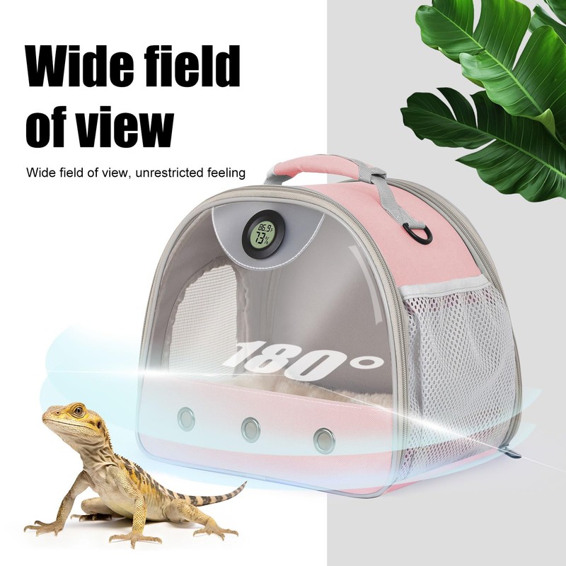 Bearded Dragon Travel Backpack Carrier with Reptile Thermometer and Humidity
