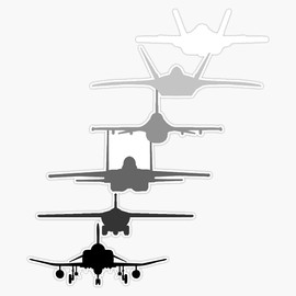 HOF Trading Air Force Fighter Jets Black to White Vinyl Sticker Waterproof Decal Laptop Wall Window Bumper Sticker 5"