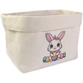 Large 'Easter Bunny With Eggs Kawaii Style' Canvas Organiser/Storage Bag (OR00030476)