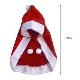 Christmas Scarf and Cloak with Hood for Small Dog Costume, Christmas Dog and Cat Clothes, Small Pet Christmas Suit for Santa Costumes, 3PCS