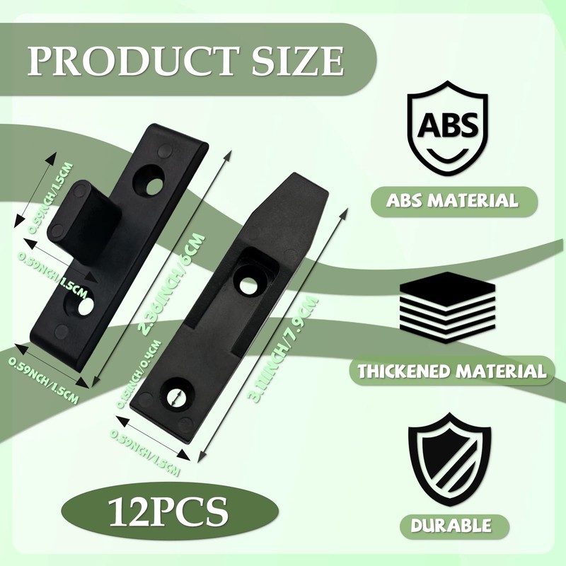 12 Set Black False Front Cabinet Clips Adjustable l Bracket