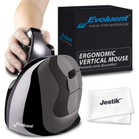 Evoluent Mouse VMDSW - VerticalMouse D, Right Hand Ergonomic Design, Evoluent Vertical Mouse D Small with Wireless Connection for Laptop and PC, Plus Jestik Microfiber Cloth
