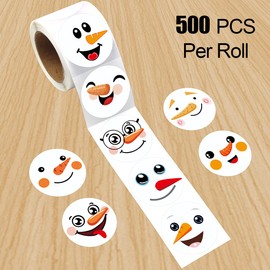 Snowman Stickers Roll Round Sticker for Holiday Classroom Rewards Party Favor 500Pcs