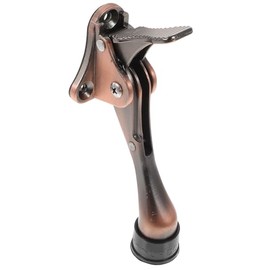 BETOOKY Tope de Puerta Pequeño Ajustable de Metal Color Rojo Cobre Antiguo Tope de Puerta Abatible para Piso Semiautomático Accionamiento Pie Comerciales y Domésticas