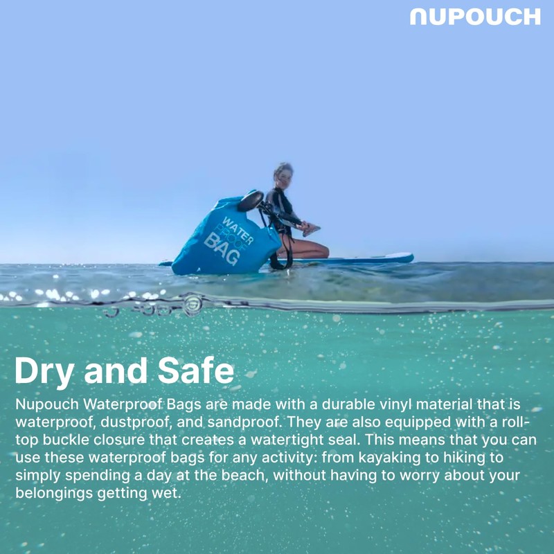Nupouch Waterproof Dry Bag for Camping, Beach, Kayaking, Boating &