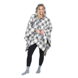 Catalonia Women's Poncho Cape, Sherpa Cloak Coat, Snuggly Hooded Wearable Blanket, Gift Idea for Mom and Teen Girls