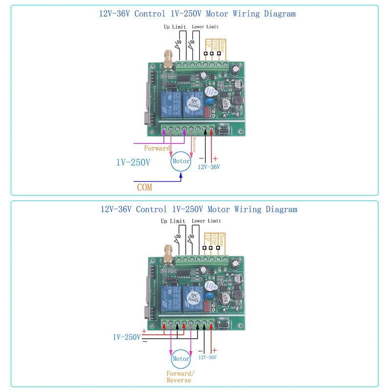 12V 24V 36V 2CH Universal Garage Door Remote Switch 433Mhz