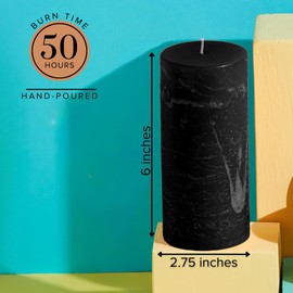 Simply Soson 3x6 inch Black Pillar Candles Set of 3, Rustic Texture, Unscented Black Candles, Dripless Candles, 3 inch Pillar Candles Ideal as Wedding, Parties, Spas, Dinner, Home Decoration, Church