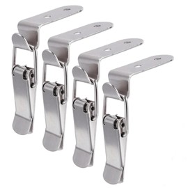 Lexziuo 4PCS 90 Degree Latch Stainless Steel Spring Loaded Toggle Clamp with Clasp - Heavy Duty Buckle Hook for Toolboxes, Cabinets, Wooden Cases & Barn Doors