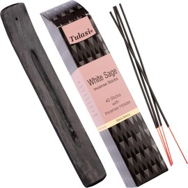 DANNY LIB Indian Incense White Sage with Incense Holder - Indian Unique Sweet Scent Blends White Sage for Yoga, Meditation, Purifying, Ayurveda