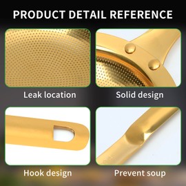 Snailhouse Fat Skimmer Spoon, Stainless Steel Fine Mesh Food Strainer Separator with Handle for Grease, Gravy and Foam, Gold