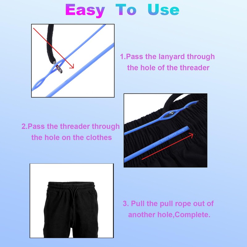 2 Pcs Plastic Flexible Drawstring Threader,58.2cm/23in Hoodie String Threader Drawstring