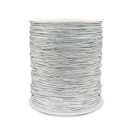 ASTIMESA 1.0 MM 109 Yards Metallic Elastic Cord for Jewelry Making, Silver Stretchy Bracelet String Tinsel Rope for Christmas, Stretch Cord Ribbon for Hang Tags Craft Gift Wrapping