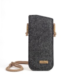 stilbag Neck Glasses Case Made of Wool Felt, Robust Attachment Case for Glasses, Suitable for Men and Women, Handmade in Germany, Anthracite - Mocha