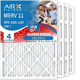 AIRX FILTERS WICKED CLEAN AIR. 16x20x1 Air Filter MERV 11 Electrostatic Pleated Air Conditioner Filter 4 Pack HVAC AC Furnace Filters