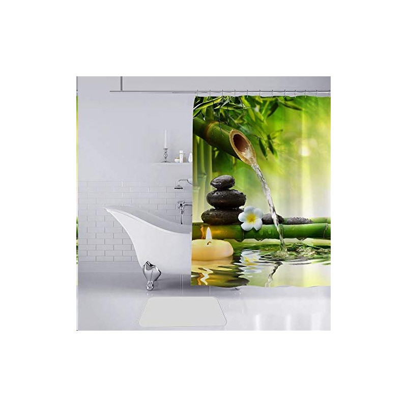 Aitsite 2020 Shower Curtain with Hooks Waterproof Shape-Retaining Bath Curtain
