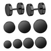Black Round Stud Earrings Set Stainless Steel Ear Studs for