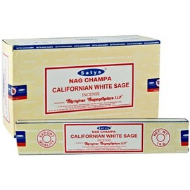 3 X Californian White SAGE Satya Nag Champa Incense Sticks Packs 15g with Souvenir Badge by Sterling Effectz