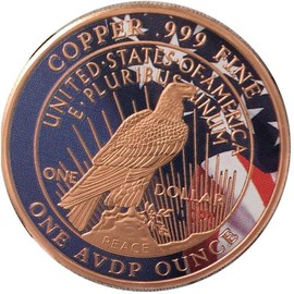 1 oz Color Copper Peace Dollar Rounds Colorized