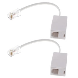 eMagTech 2PCS RJ11 to RJ45 Converter Adapter Telephone Splitter Telephone J11(6P4C) Female to RJ45(8P8C) Male Cable Cord Plug and Play 145mm White
