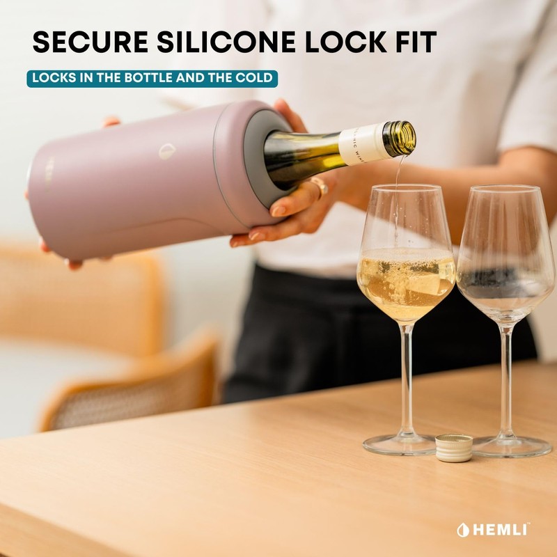 HEMLI Wine Bottle Chiller Insulator Sleeve, Keeps Wine and Champagne