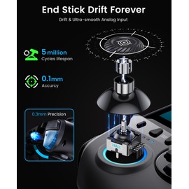 OKETY Controller for Switch 2 with Hall Effect Joysticks/Hall Triggers, Ergonomic Grip & Built-in Kickstand -Turbo/Macro/6 Game Card Slot | Compatible with Switch 2 Only