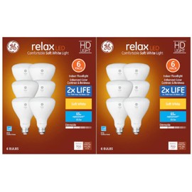 GE Relax 65 W Equivalent Dimmable Soft White Br30 LED Light Fixture, Dimmable Flood Light Bulb 3X Life (12 Pack)