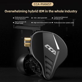 CCA Pianist in-Ear Monitor 2BA+1DD Hybrid Triple Drivers Earbuds HiFi Bass Noise Isolation Earphones, Clarity Stereo Sound Comfortable Headphones for Audio Engineers, Musicians(with Mic)