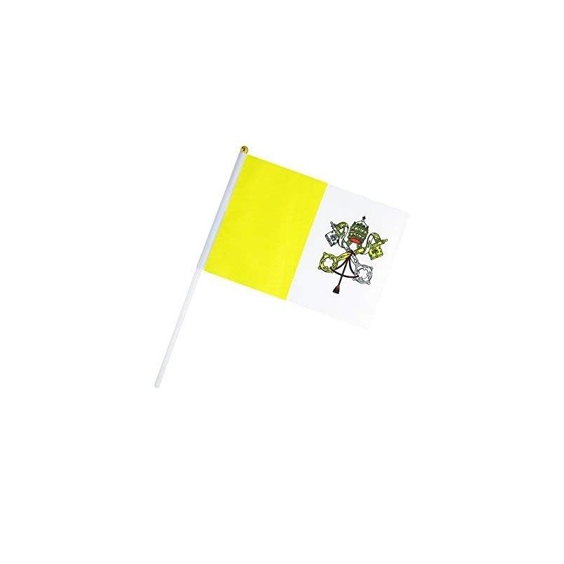 10 Pack Vatican Flags on Stick 5x8 Inch,Patriotic Decorations,Classroom Decor,Small