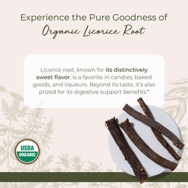 Starwest Botanicals Organic Dried Licorice Root Sticks 6" - Herb for Loose Leaf Tea Blends, Candy, & Baked Goods, Cut & Sifted, Certified Kosher, Non-GMO - 4 oz Pouch