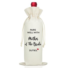 LAGZDFC Pairs Well With Mother Of The Bride Wine Champagne Gifts Bag, Reusable Wine Wrap Bag, Wedding Engagement Gifts for Mother from Groom Daughter, Thank You Gifts For Mother-in-law