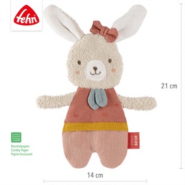 Fehn Fehn Knister Hase fehnNATUR - Activity Baby Raschel Spielzeug zum Greifen und Spielen - Activity-Rascheltier Babyspielzeug - Motorikspielzeug & Knisterspielzeug für Babys und Kleinkinder