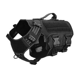 ICEFANG ICEFANG Tactical Mesh Dog Harness for Medium Dogs,Reflective Dog Molle Vest with Metal Buckles,Hook and Loop Panels,No Pulling Front Clip for Walking Hiking Training (Medium (Pack of 1), Black)