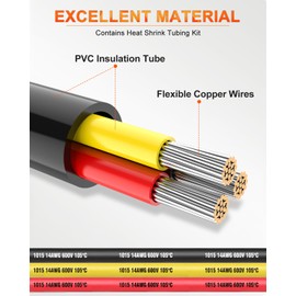 NAOEVO 14 Gauge Wire 3 Conductor Electrical Wire, 14 AWG Stranded PVC Cord, 12V Low Voltage/Tinned Copper/Flexible Cable for Automotive Wiring, Lamp Cord, Marine Cable (100FT)