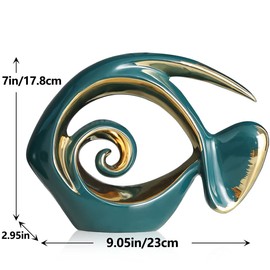 Figuritas de cerámica de oro verde – Decoración del hogar costero, centros de mesa modernos del océano para sala de estar, comedor, baño, oficina, mesa de centro, casa de playa, náutica, playa,