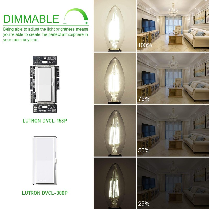 winshine E12 Candelabra LED Bulbs Dimmable 4000K Daylight 60W Equivalent,Type