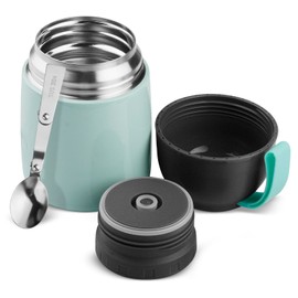 Noxtioanip Thermal Food Container, 450 ml, Stainless Steel Warming Container, Food Container, Thermal Lunch Box, Soup Container, Leak-Proof with Folding Spoon, for Meals, Soup, Lunch