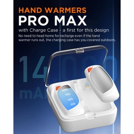 Rechargeable Hand Warmers with Charge Case, 2 Packs 14,000mAh Electric Dual Sided Hand Warmer Reusable Long Battery Life Portable Pocket Heater Gifts for Men Women Golf, Hunting Gear