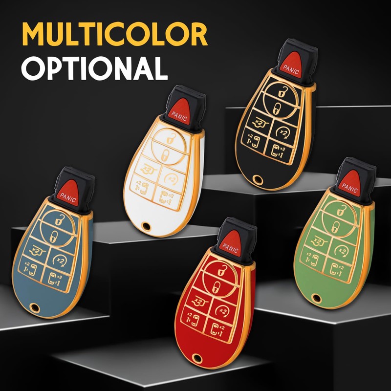 WORCAS for Dodge Key Fob Cover,No Cap TPU Smart Cover
