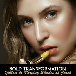 L'Paige Lápiz labial y mancha de labios que cambian de color de pH, transformación de amarillo a rosa coral, acabado satinado sensible a la temperatur