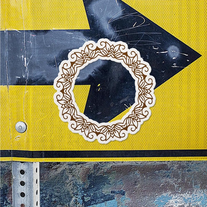 Decal Stickers of Leaves Patterns Frame Premium Indoor (No Waterproof)