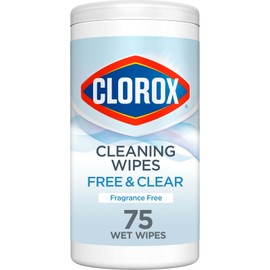 BeautyItem Clorox Free & Clear Cleaning Wipes Fragrance Free 75 Count Plant-Based Fibers
