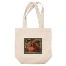 Lantern Press Camelia Brand, Redlands, California, Citrus Crate Label (100% Cotton Canvas Reusable Tote Bag)