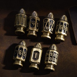 Cusdie 7-Die Bullet-Shaped Metal Dice Set DND Dice Set in Metal Clip Case for TTRPG Dungeons and Dragons Pathfinder Role Playing Dice Game(Ancient Bronze)