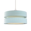 Contemporary Quality Duck Egg Linen Fabric Triple Tier Ceiling Pendant