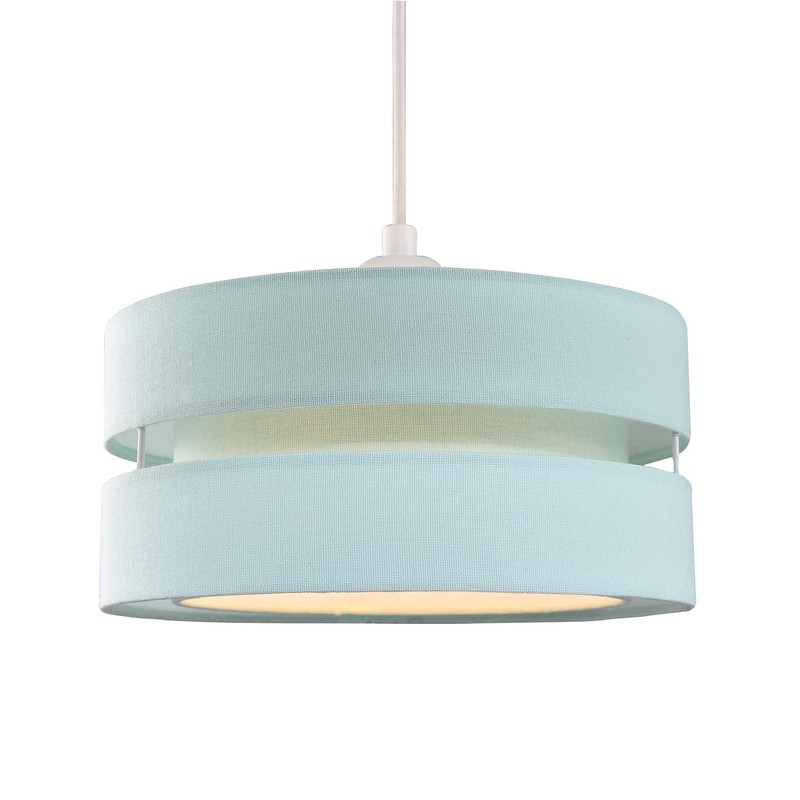 Contemporary Quality Duck Egg Linen Fabric Triple Tier Ceiling Pendant