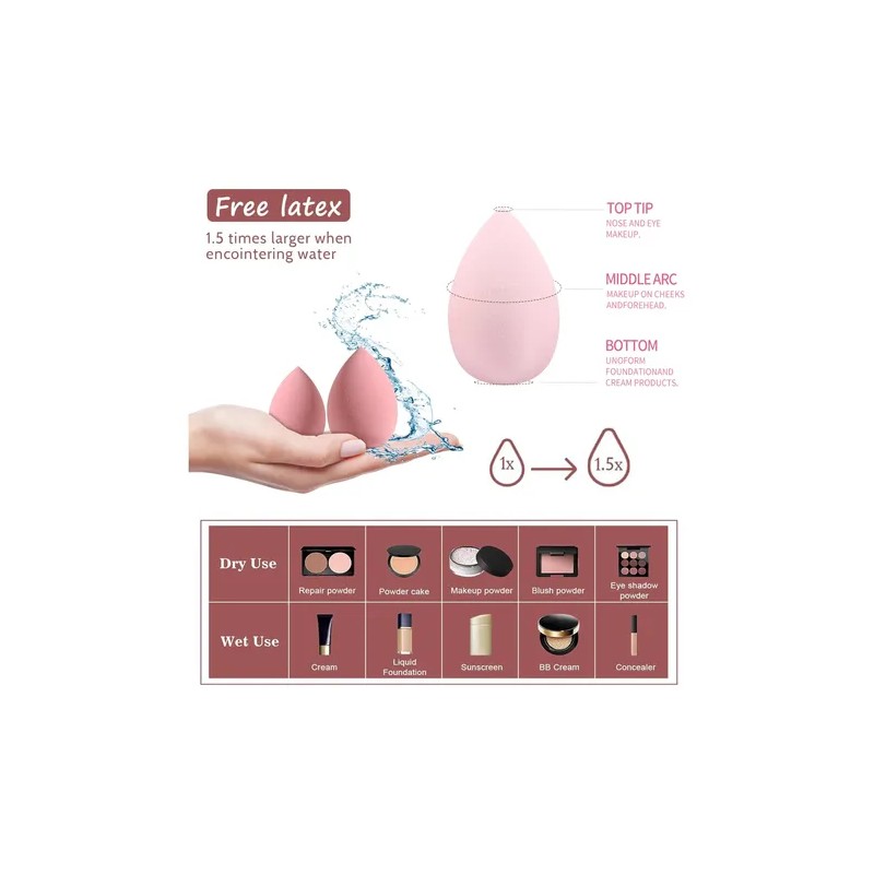 Juego De 50 Borlas De Maquillaje En Polvo De Doble