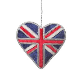 Union Jack Sparkly Heart - St. Nicolas -Embroidered Ornament - Zari