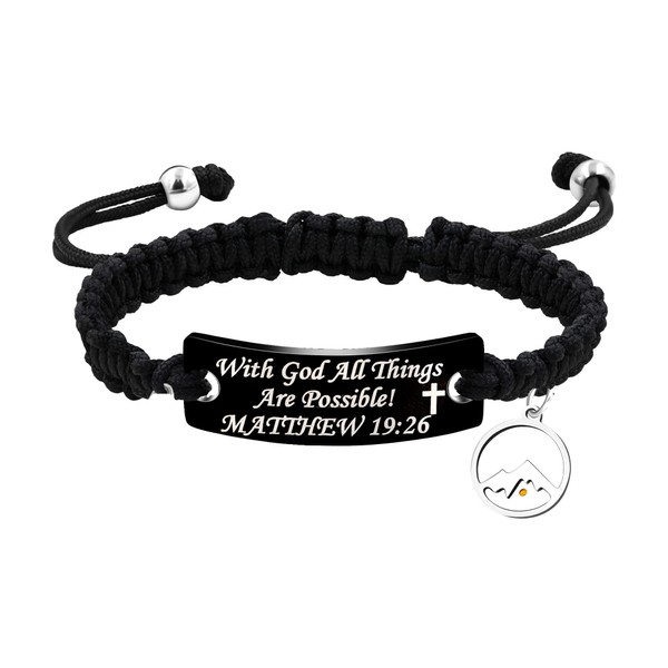Christian Braided Rope Bracelets Engraved With God All Things are
